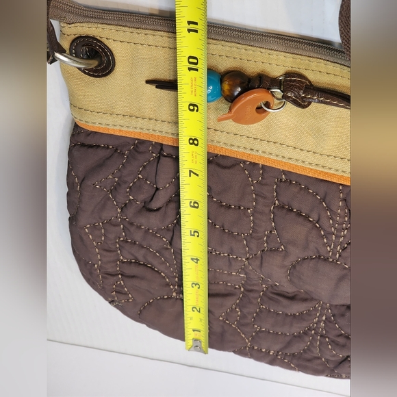 FOSSIL Key-Per Brown, Orange, Teal quilted organizer crossbody bag purse A6 - Picture 12 of 12